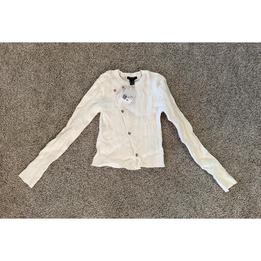 Forever 21‎ XS Off White Slim Fit Long Sleeve Shirt
